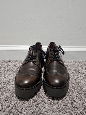 Franco Sarto Chunky Lace-Up Shoes in Dark Brown Balin Oxford Size 6.5